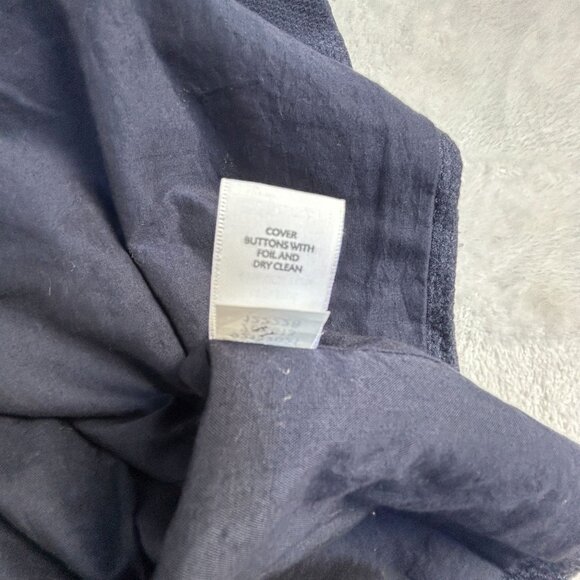 J. Jill Womens XL Ink Blue Silk & Cotton Textured Jacket Two-Button Pockets New - Picture 5 of 9